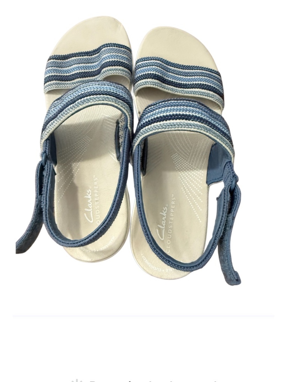 Clarks Cloudsteppers Arla Stroll Women’s Blue Striped Comfort Sandals-Size 7.5 W - Picture 8 of 14